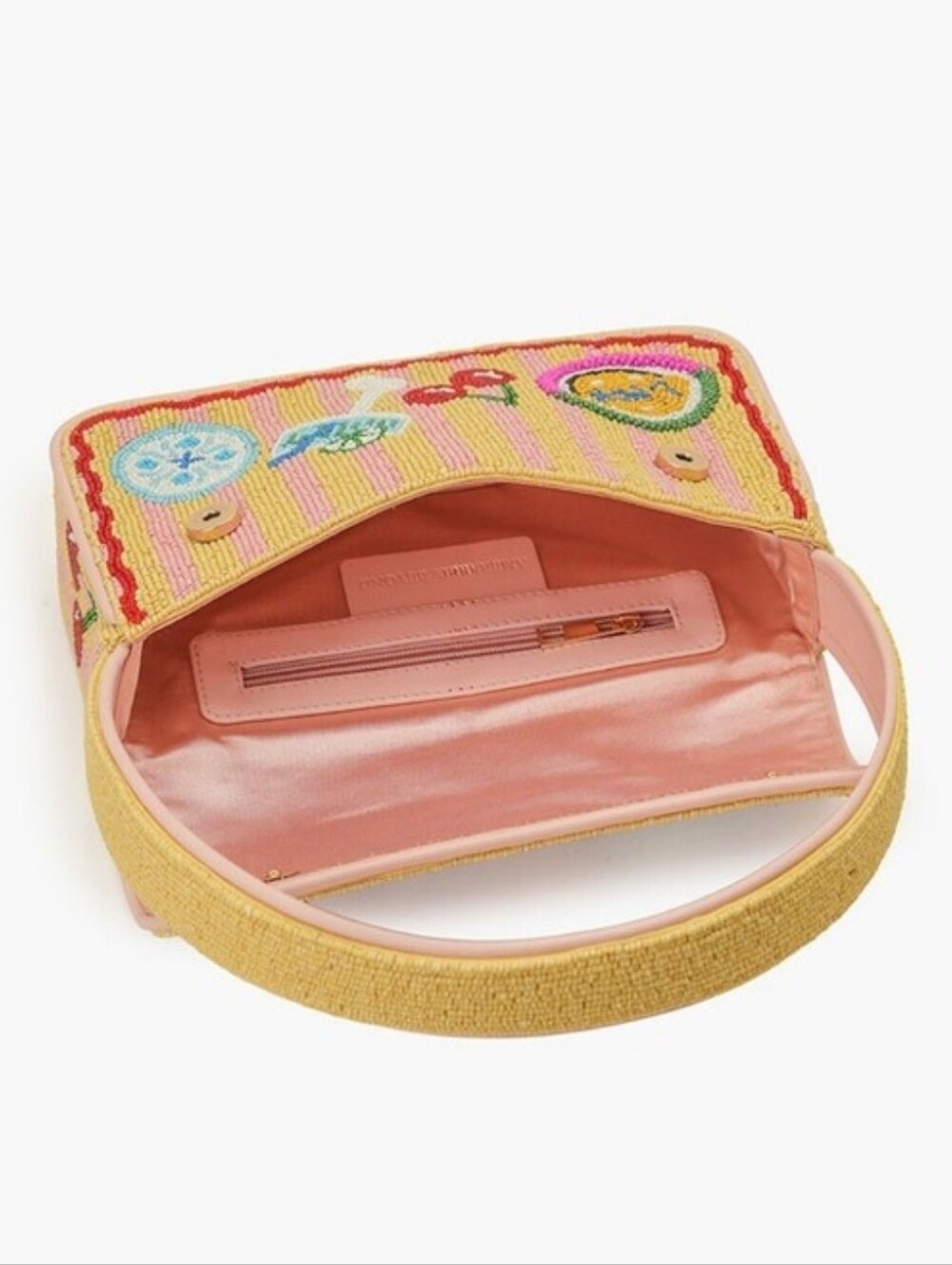 👉✨️ America & Beyond Riviera La Dolce Vita Beaded Shoulder Bag in Yellow/Pink - Picture 5 of 7